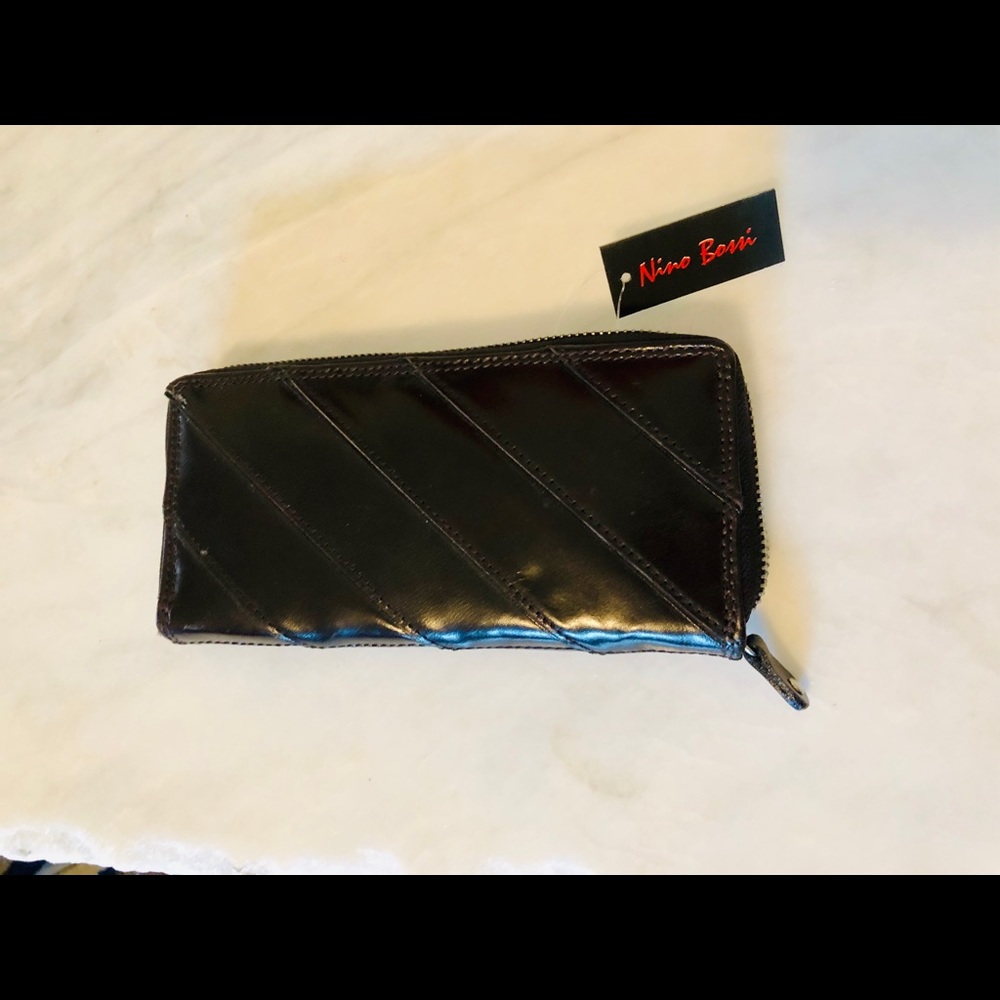 NWT Nino BOSSI Black Leather Wallet